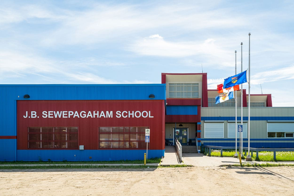 J.B. Sewepagaham High School exterior, Fox Lake, Alberta