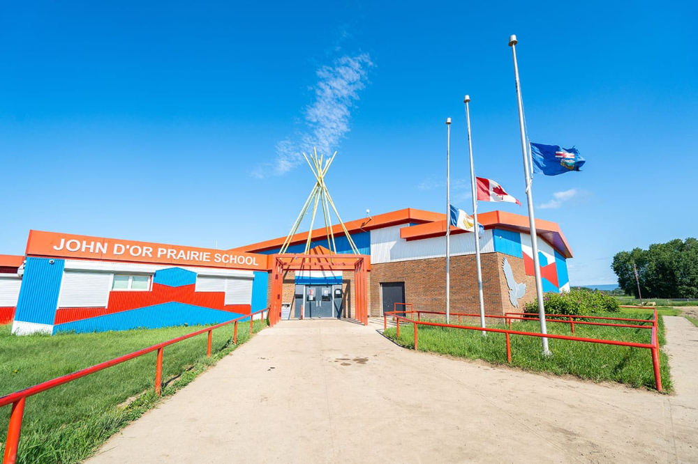 John D'Or Prairie School exterior, John D'Or Prairie, Alberta