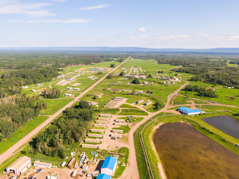 Aerial view of Little Red River Cree Nation community, Alberta
