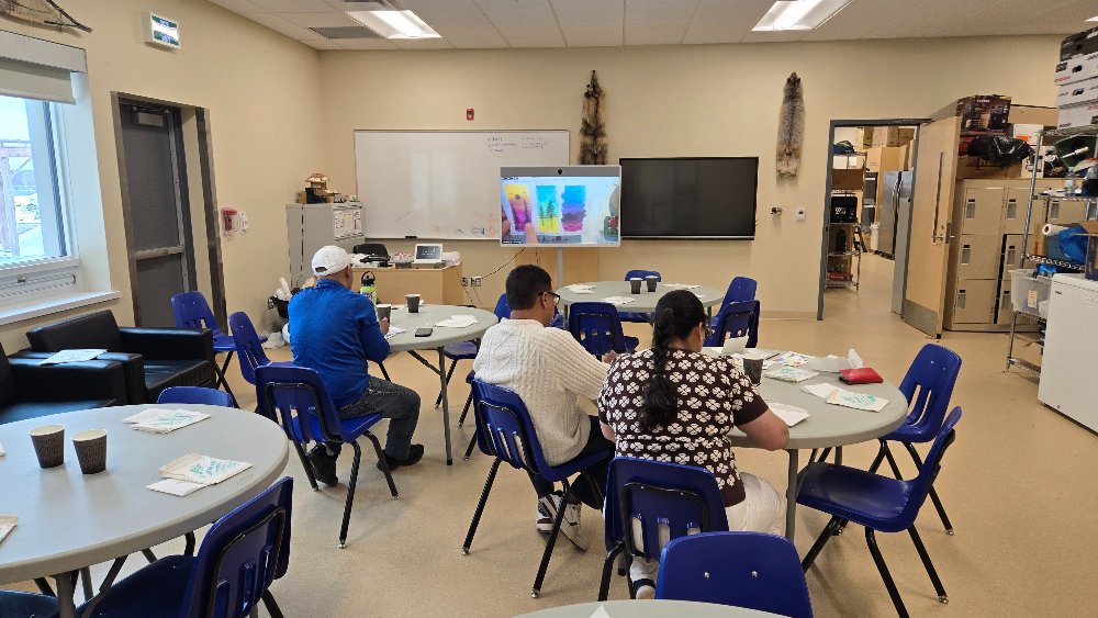 Teachers participating in a lunch-time workshop with Connected North